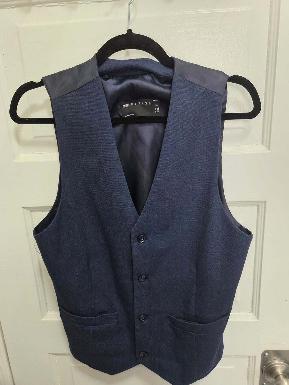 ASOS DESIGN Men's Navy Blue Formal Suit Vest Waistcoat, Size US 38